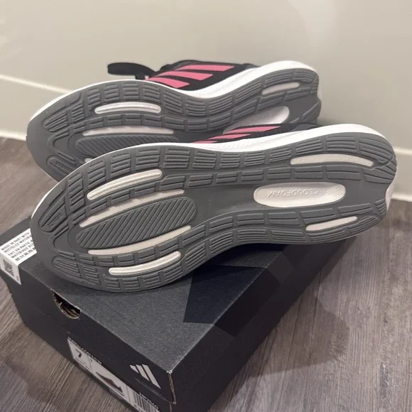 Adidas Women's Runfalacon Black and Pink Athletic Shoe - Picture 4 of 6